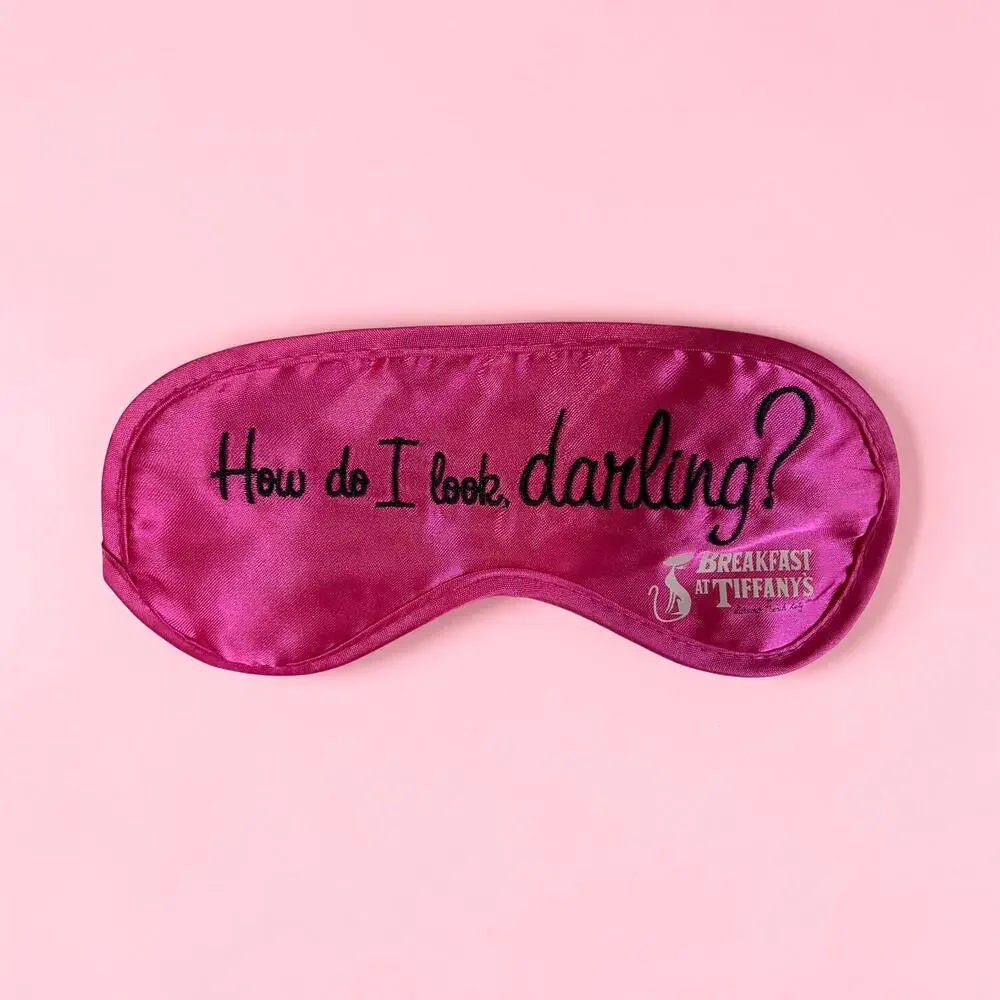 Vintage French Kitty Breakfast at Tiffany's Inspired Hot Pink Satin Sleep Mask